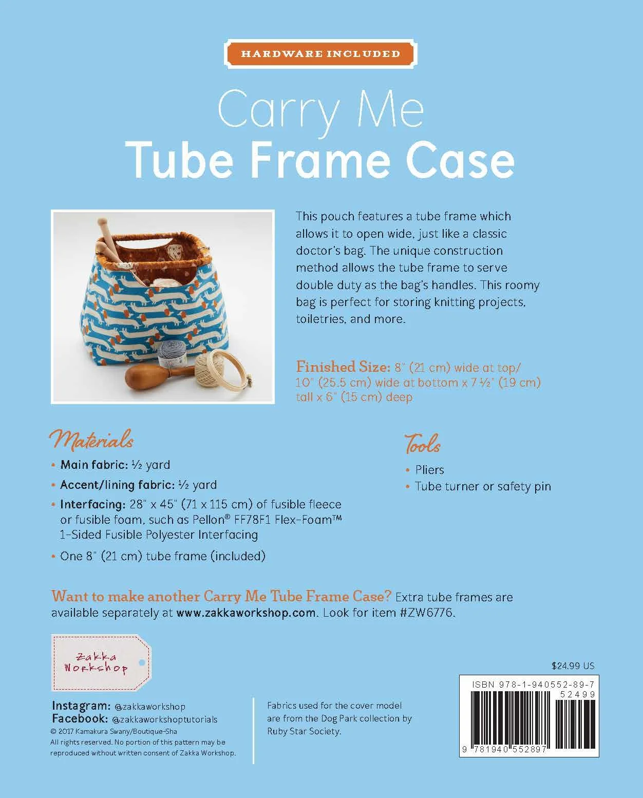 やすおかハンドメイドフレームバッグ ZW2897 | Carry Me Tube Frame Case — Zakka Workshop Retail